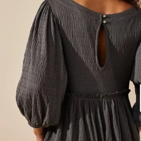 FREE PEOPLE GET OBSESSED BABYDOLL DRESS IN GRAY PEWTER SIZE XS - Picture 2 of 2